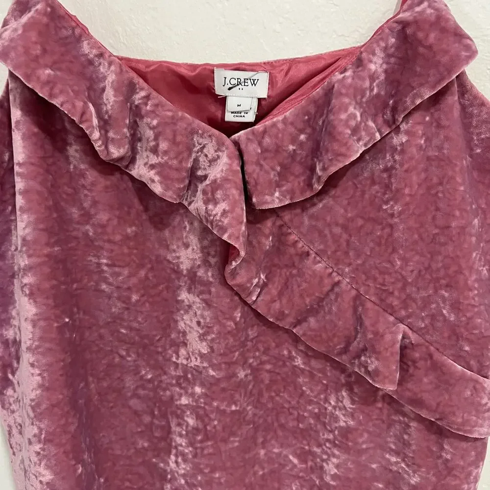 J.Crew Pink Purple Crushed Velvet Ruffle Tank Top Size Medium New